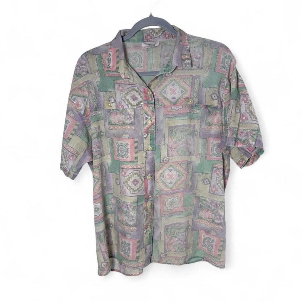 American Collection pastel women's multicoloured button up shirt #90s